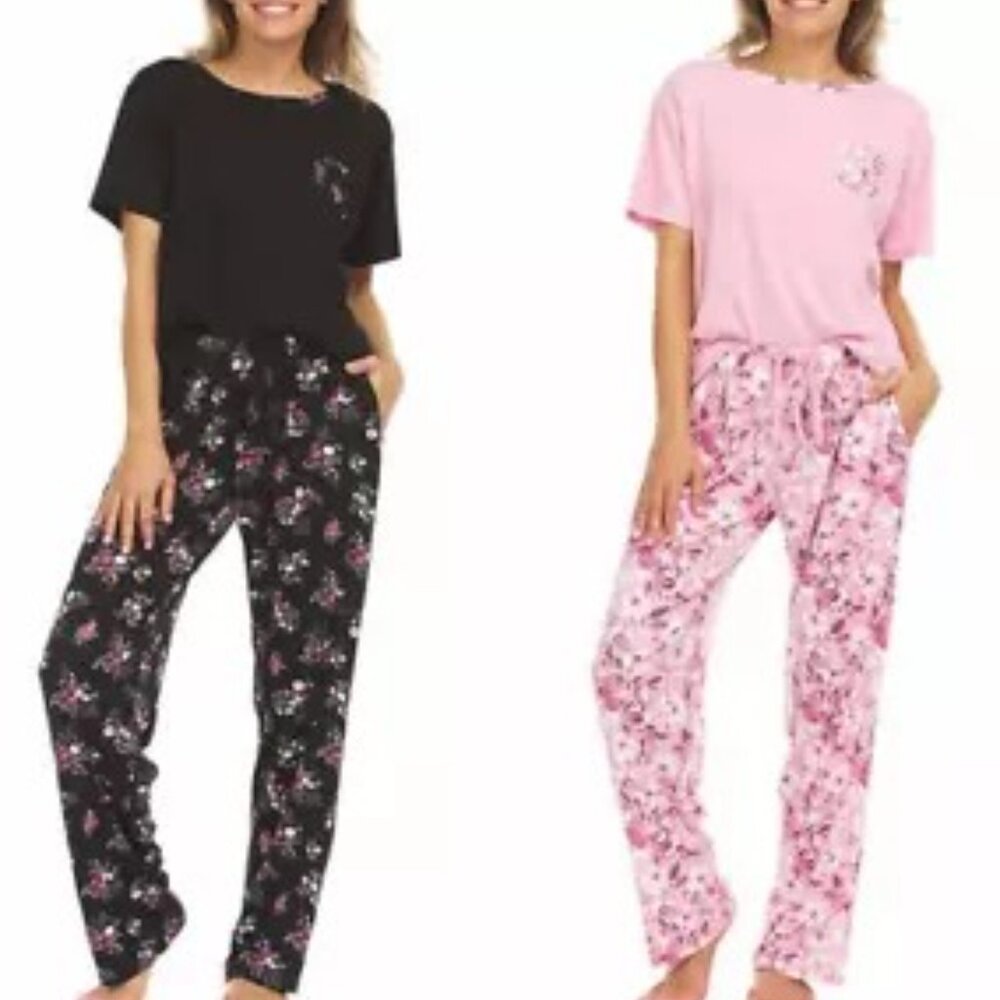 Flora Nikrooz Ladies’ 2-Piece Super Soft Pajama Set, Multicolor, XS, L, XL